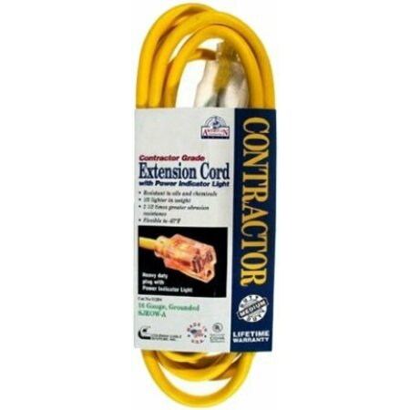 COLEMAN CABLE CORD W/LIGHT END 50 FT 12/3 SJEOOW YL 1698SW0002